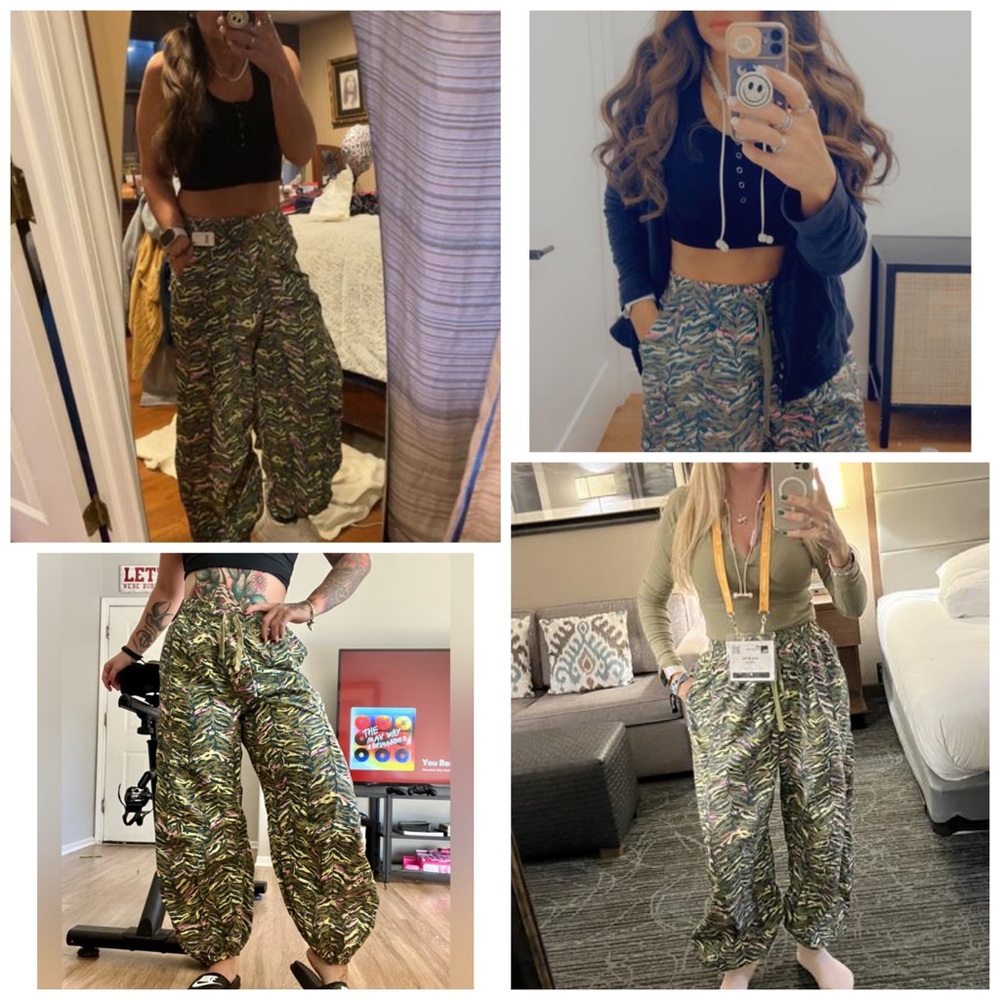 NWOT Free People Zephyr Printed Pants Olive M - Picture 11 of 11